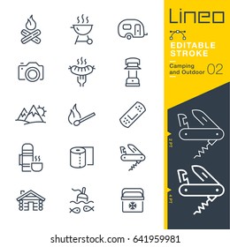 Lineo Editable Stroke - Camping and Outdoor outline icons
Vector Icons - Adjust stroke weight - Expand to any size - Change to any colour