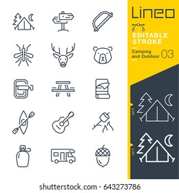 Lineo Editable Stroke - Camping and Outdoor outline icons
Vector Icons - Adjust stroke weight - Expand to any size - Change to any colour