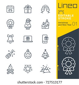 Lineo Editable Stroke - Christmas and New Year line icons
Vector Icons - Adjust stroke weight - Expand to any size - Change to any colour