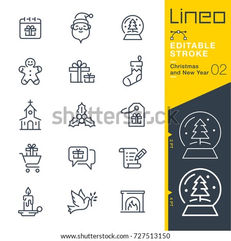 Lineo Editable Stroke - Christmas and New Year line icons
Vector Icons - Adjust stroke weight - Expand to any size - Change to any colour