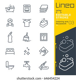 Lineo Editable Stroke - Cleaning and Housework line icons
Vector Icons - Adjust stroke weight - Expand to any size - Change to any colour