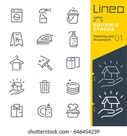 Lineo Editable Stroke - Cleaning and Housework line icons
Vector Icons - Adjust stroke weight - Expand to any size - Change to any colour