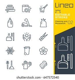 Lineo Editable Stroke - Cleaning and Housework line icons
Vector Icons - Adjust stroke weight - Expand to any size - Change to any colour