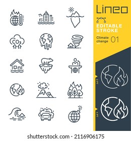 Lineo Editable Stroke - Climate Change Line Icons