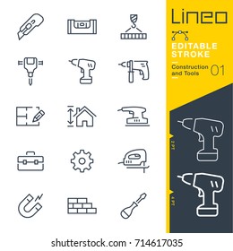 Lineo Editable Stroke - Construction and Tools line icons
Vector Icons - Adjust stroke weight - Expand to any size - Change to any colour