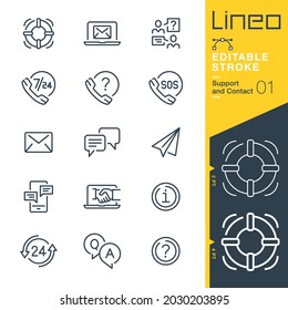 Lineo Editable Stroke - Contact and Support line icons