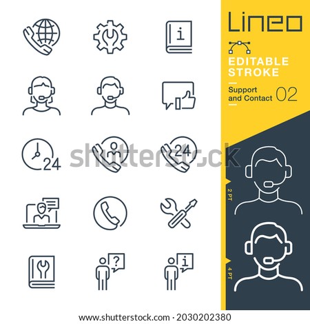 Lineo Editable Stroke - Contact and Support line icons