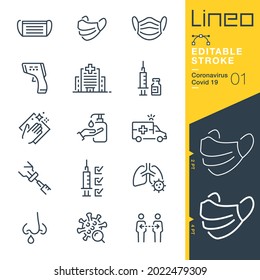 Lineo Editable Stroke - Coronavirus Covid 19 Line Icons