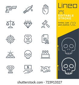 Lineo Editable Stroke - Crime, Law and Justice line icons
Vector Icons