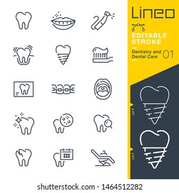 Lineo Editable Stroke - Dentistry and Dental Care line icons