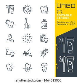 Lineo Editable Stroke - Dentistry and Dental Care line icons