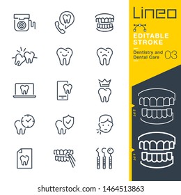 Lineo Editable Stroke - Dentistry and Dental Care line icons