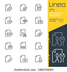 Lineo Editable Stroke - Document and File line icons