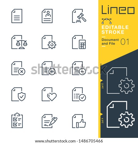 Lineo Editable Stroke - Document and File line icons