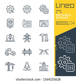 Lineo Editable Stroke    Engineering   Manufacturing line icons