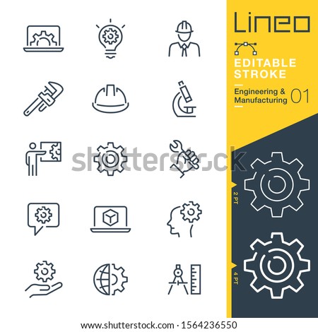 Lineo Editable Stroke - Engineering and Manufacturing line icons