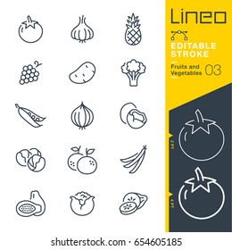 Lineo Editable Stroke - Fruits and Vegetables line icons
Vector Icons - Adjust stroke weight - Expand to any size - Change to any colour