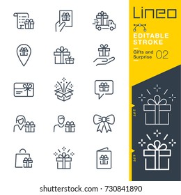 Lineo Editable Stroke - Gifts and Surprise line icons
Vector Icons - Adjust stroke weight - Expand to any size - Change to any colour