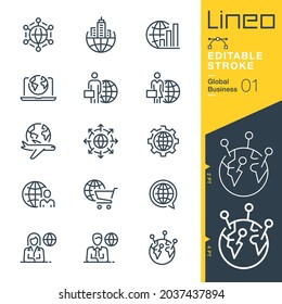 Lineo Editable Stroke - Global Business line icons