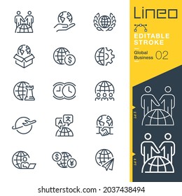 Lineo Editable Stroke - Global Business line icons