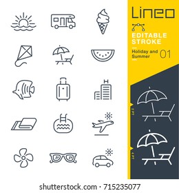 Lineo Editable Stroke - Holiday and Summer line icons
Vector Icons - Adjust stroke weight - Expand to any size - Change to any colour