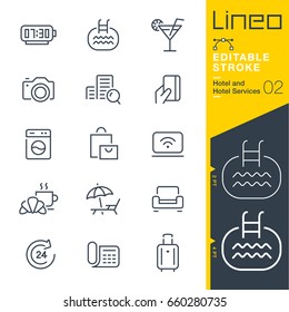 Lineo Editable Stroke - Hotel line icons