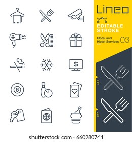 Lineo Editable Stroke - Hotel line icons