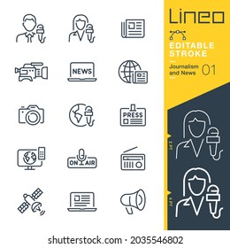 Lineo Editable Stroke - Journalism and News line icons