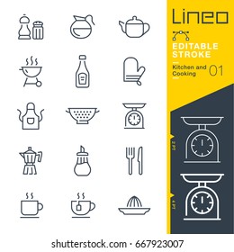 Lineo Editable Stroke - Kitchen and Cooking line icons
Vector Icons - Adjust stroke weight - Expand to any size - Change to any colour