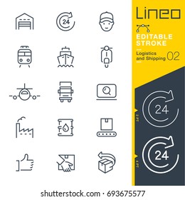 Lineo Editable Stroke - Logistics and Shipping line icons
Vector Icons - Adjust stroke weight - Expand to any size - Change to any colour