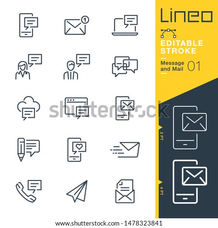 Lineo Editable Stroke - Message and Mail line icons