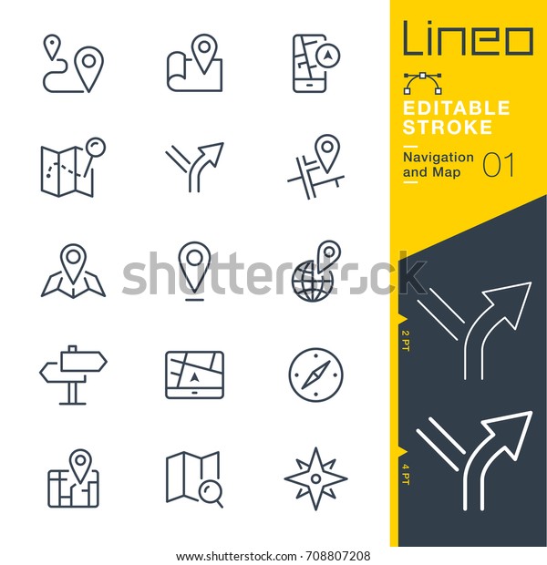Lineo Editable Stroke - Navigation and Map line\
icons\
Vector Icons - Adjust stroke weight - Expand to any size -\
Change to any colour