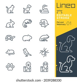 Lineo Editable Stroke    Pet   Veterinary line icons