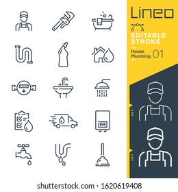 Lineo Editable Stroke - Plumbing line icons