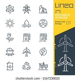 Lineo Editable Stroke - Power and Energy line icons