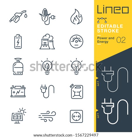 Lineo Editable Stroke - Power and Energy line icons