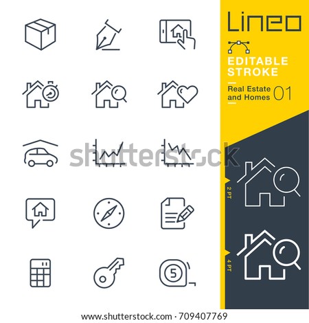 Lineo Editable Stroke - Real Estate and Homes line icons.
Vector Icons - Adjust stroke weight - Expand to any size - Change to any colour