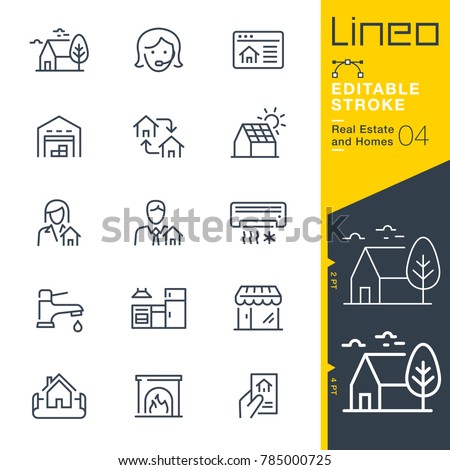 Lineo Editable Stroke - Real Estate and Homes line icons
