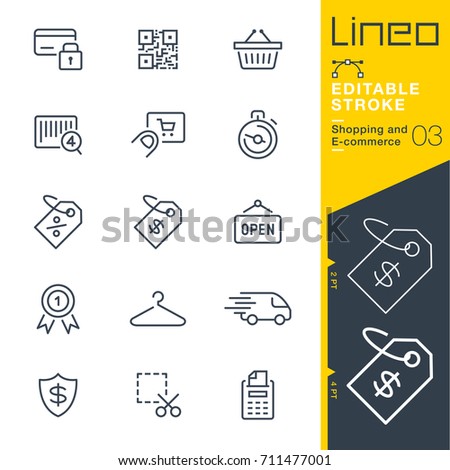 Lineo Editable Stroke - Shopping and E-commerce line icons
Vector Icons - Adjust stroke weight - Expand to any size - Change to any colour