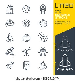 Lineo Editable Stroke - Space and Planets line icons