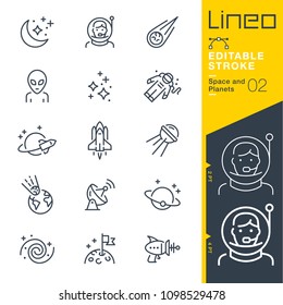 Lineo Editable Stroke - Space and Planets line icons