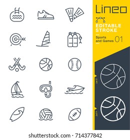 Lineo Editable Stroke - Sports and Games line icons
Vector Icons - Adjust stroke weight - Expand to any size - Change to any colour