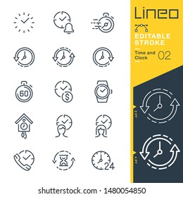 Lineo Editable Stroke - Time and Clock line icons