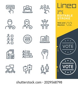 Lineo Editable Stroke - Vote and Election line icons svg