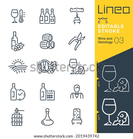 Lineo Editable Stroke - Wine and Oenology line icons Foto stock © 