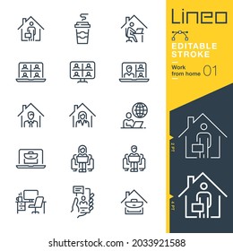 Lineo Editable Stroke - Work from Home line icons