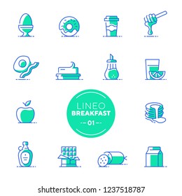 Lineo Lime - Breakfast and Morning line icons (editable stroke)