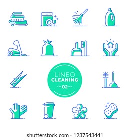 Lineo Lime - Cleaning and Housework line icons (editable stroke)
