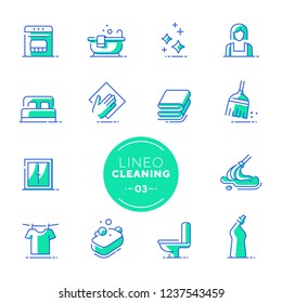 Lineo Lime - Cleaning and Housework line icons (editable stroke)