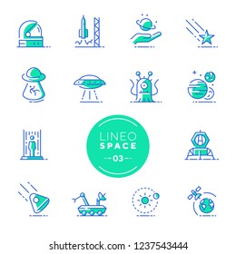 Lineo Lime - Space and Planets line icons (editable stroke)